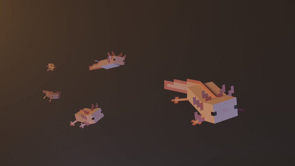 1200x680 BlockyBlender - #Minecraft #Axolotl Axolotl Swarm, Desktop