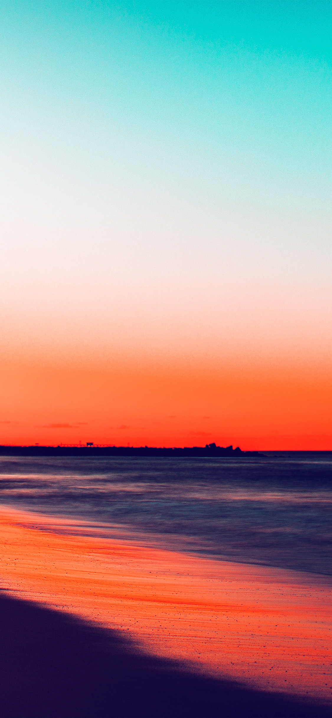 1130x2440 Sunset Beach Fall Night Sea Nature Red Wallpaper, Phone