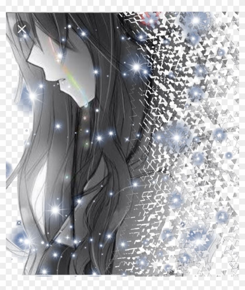 840x1000 Crying Animegirl Sparkle Depression Freetoedit, HD Png Download, Phone