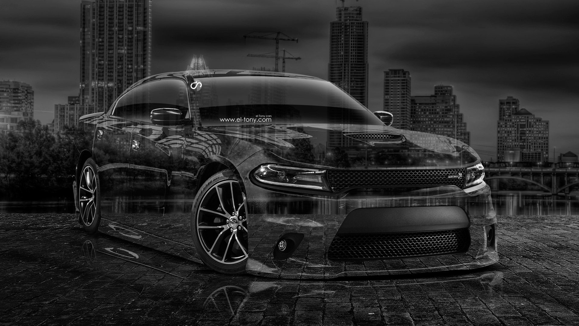 1920x1080 Black And White Dodge Charger, Desktop