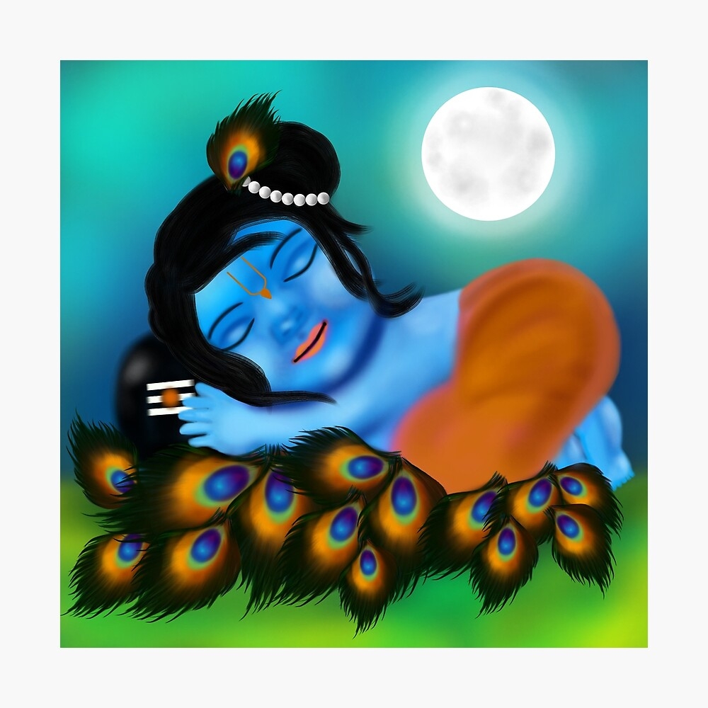 1000x1000 Baby krishna blue hugging shiv ling / Lord shiva Poster, Phone