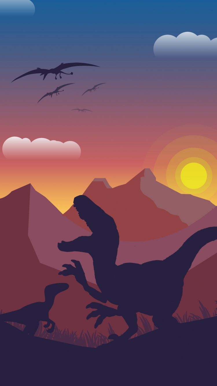 750x1340 Download wallpaper  dinosaur, mountains, digital art, iphone iphone  HD background, 8159, Phone