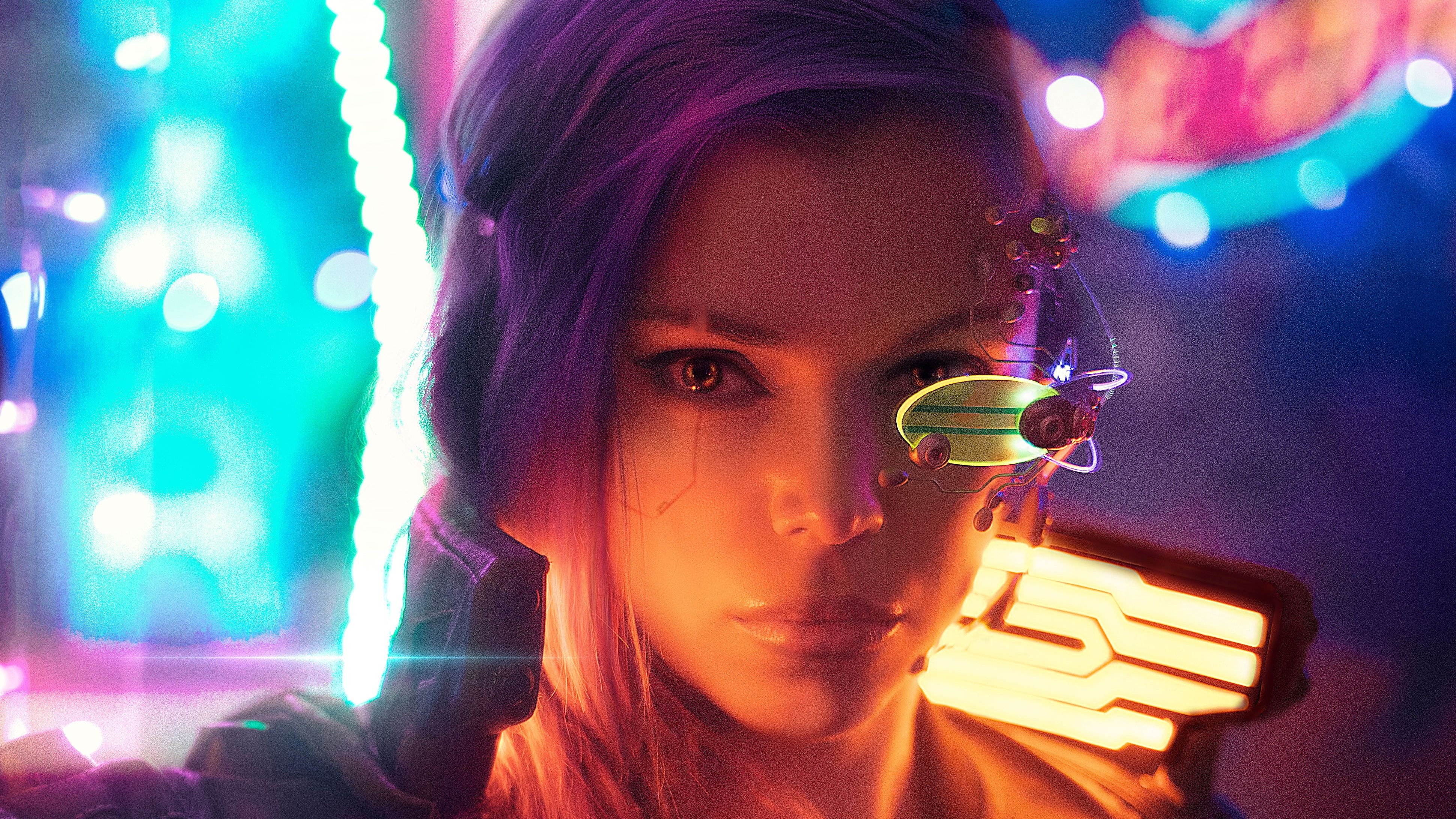 3880x2190 Cyberpunk Girl Wallpaper, Desktop