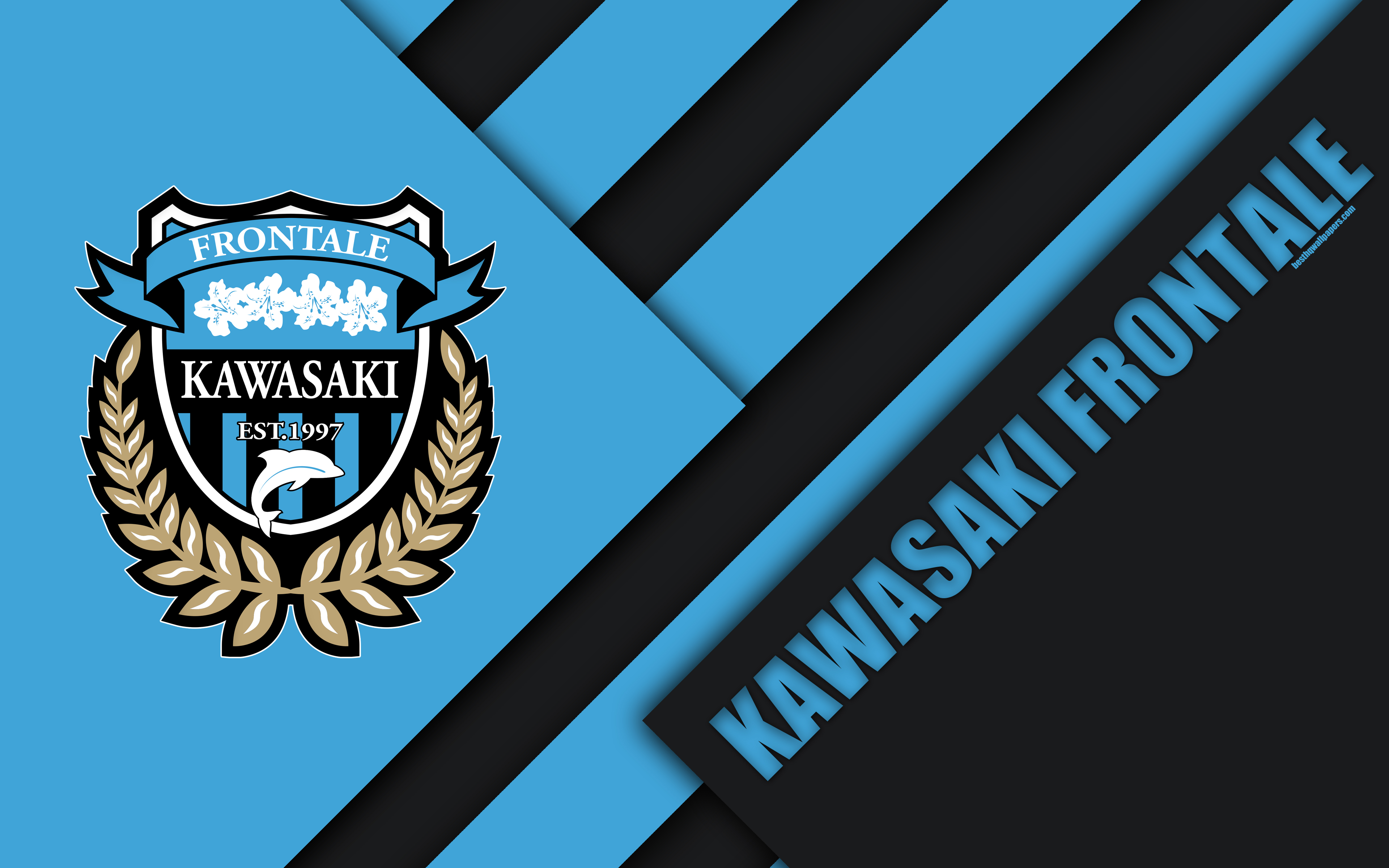 3840x2400 Download wallpaper Kawasaki Frontale FC, 4k, material design, Desktop