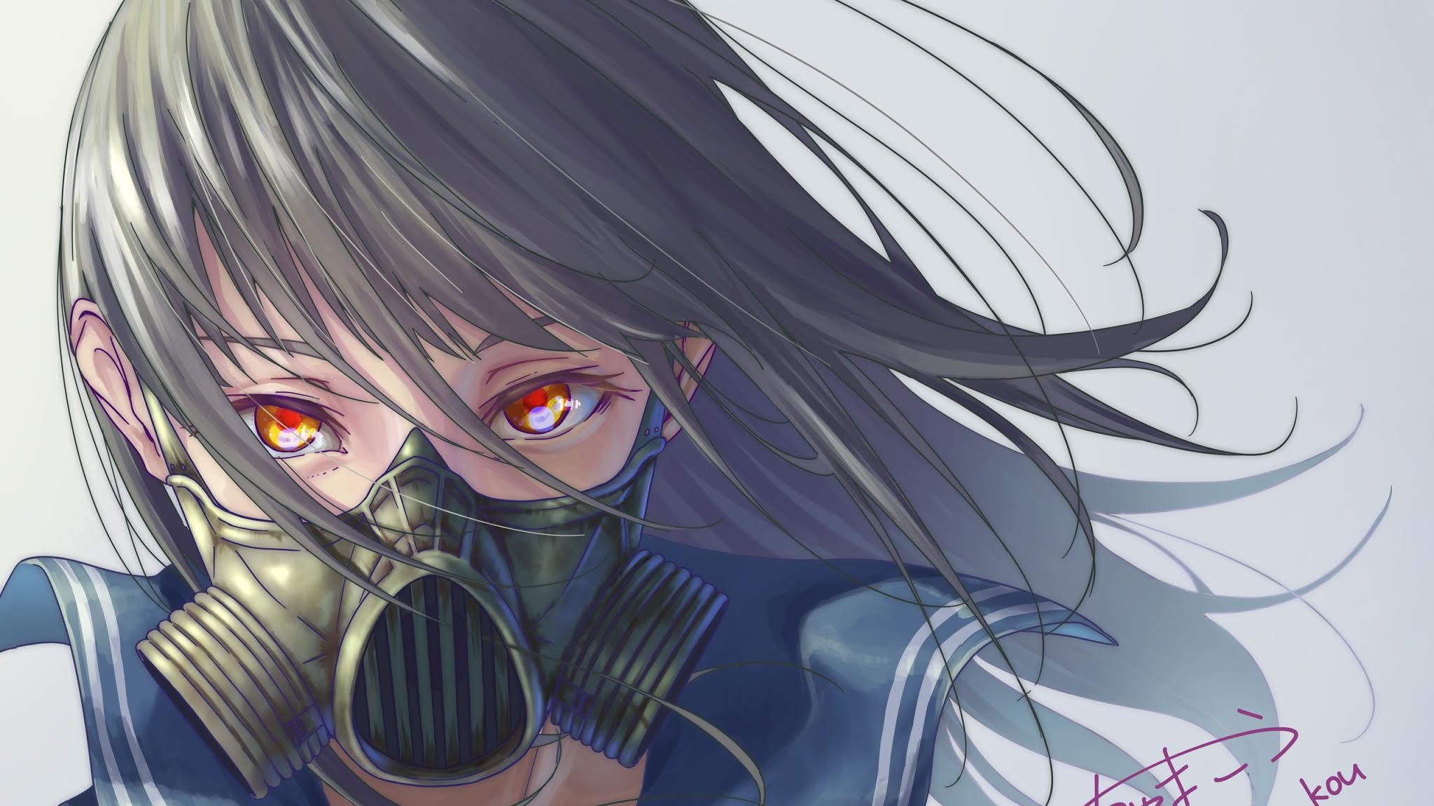 2050x1160 Mask Anime Girl Wallpaper Free Mask Anime Girl Background, Desktop