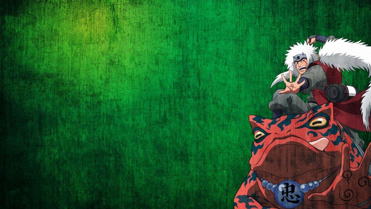 1250x700 Naruto: Shippuden frogs anime anime boys Jiraiya green background, Desktop