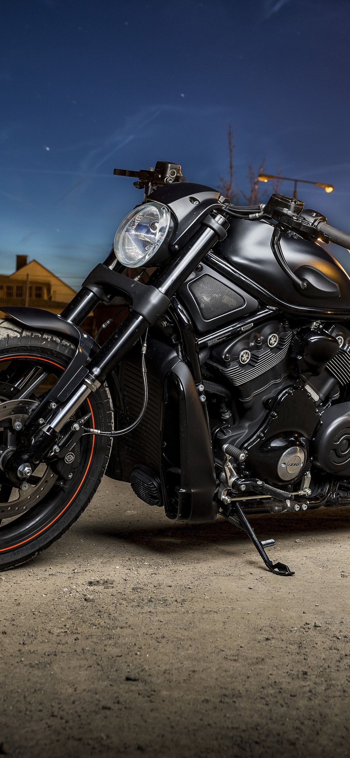 1130x2440 Download  wallpaper harley davidson, muscle bike, night, Phone