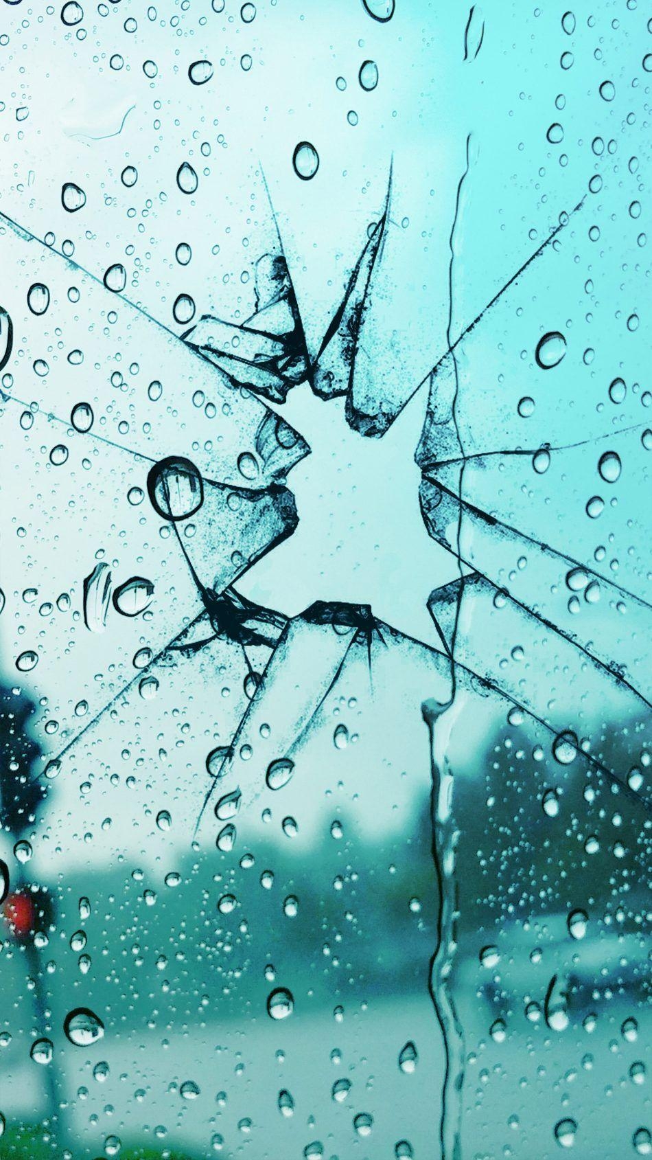 950x1690 Broken Glass Rain Drops. Broken glass wallpaper, Rain wallpaper, Phone