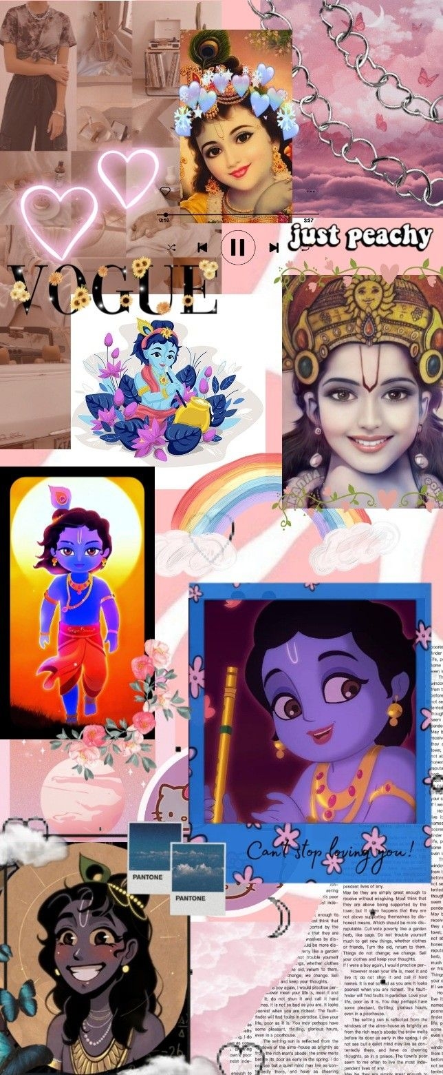 650x1560 Shree Krishna Aesthetic Wallpaper, Phone