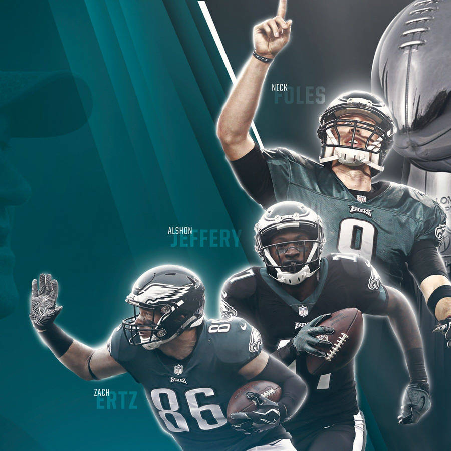 900x900 Download Three Players Of Philadelphia Eagles Poster Wallpaper, Phone