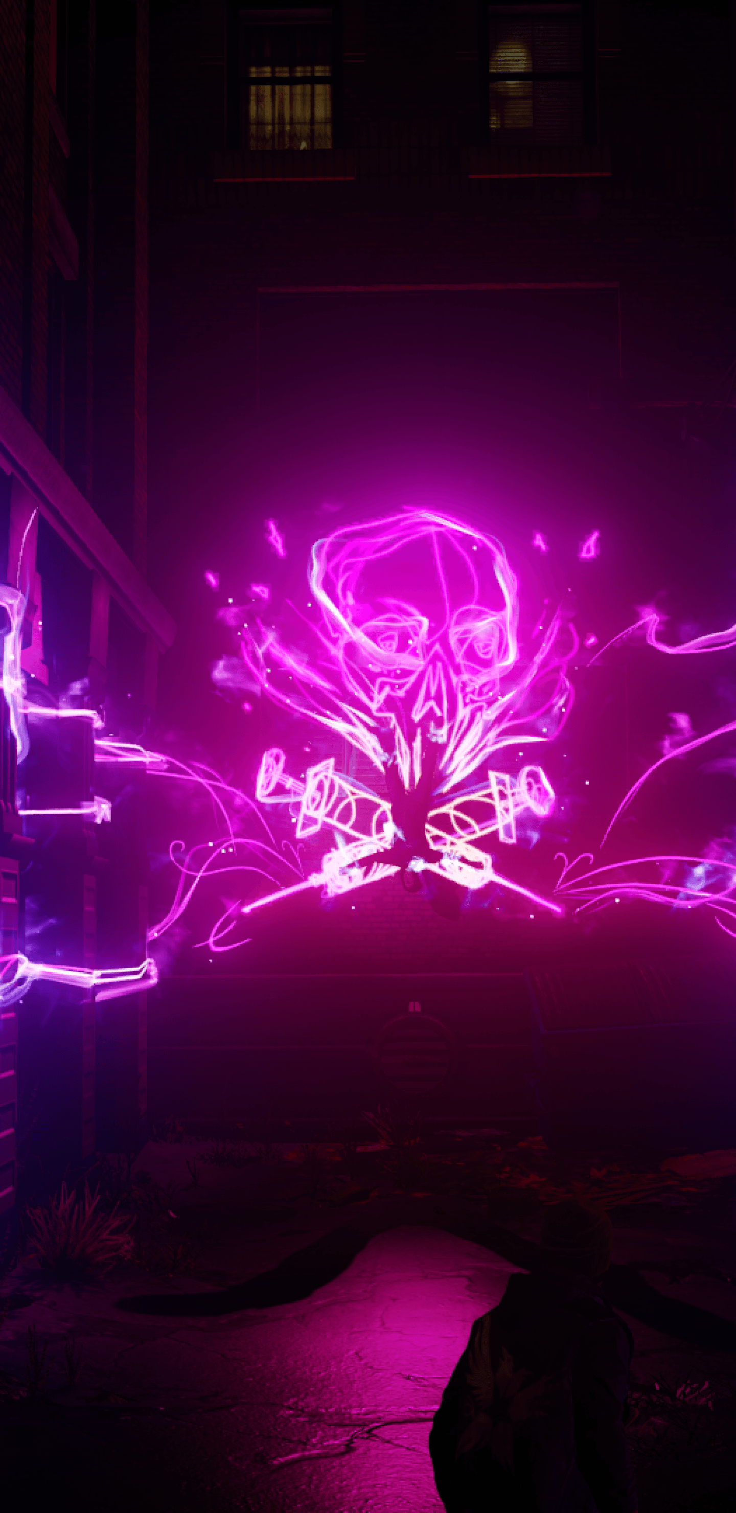 1440x2960 Download  Infamous: Second Son, Back Street, Neon Skull, Phone