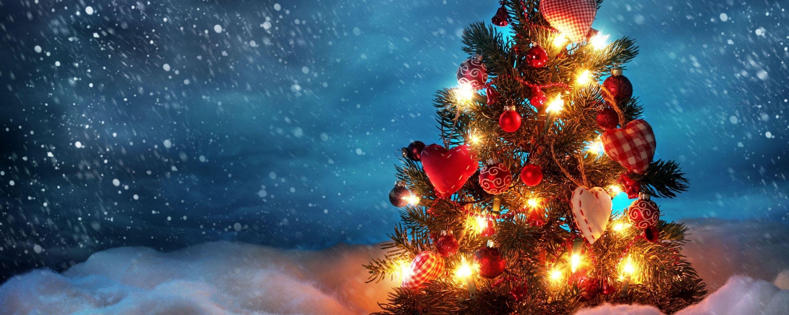 2560x1030 Christmas High Resolution Dual Monitor Wallpaper Free, Dual Screen