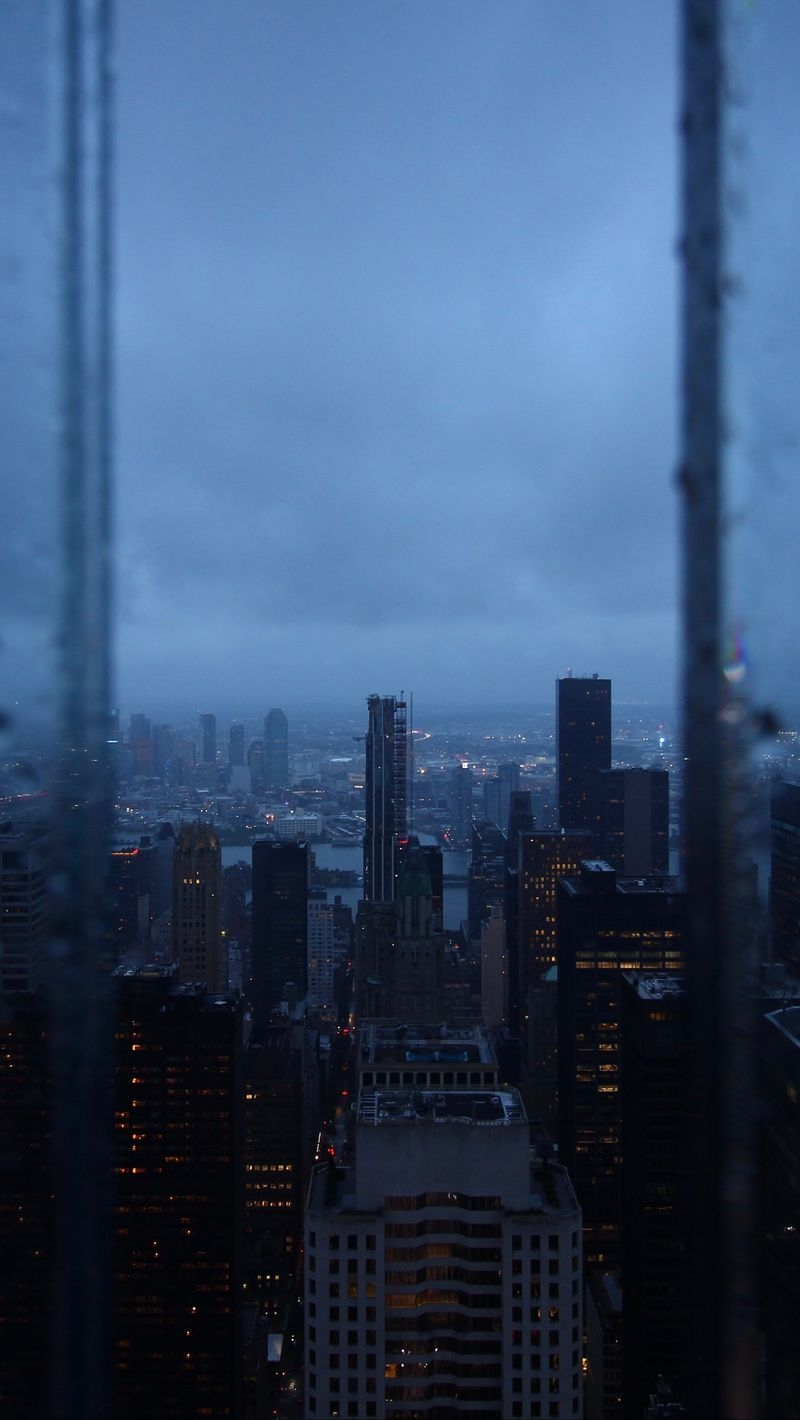 800x1420 Download Wallpaper  Night City, Window, Rain, Skyscrapers, Aerial View Iphone Se 5s 5c 5 For Parallax HD Background, Phone