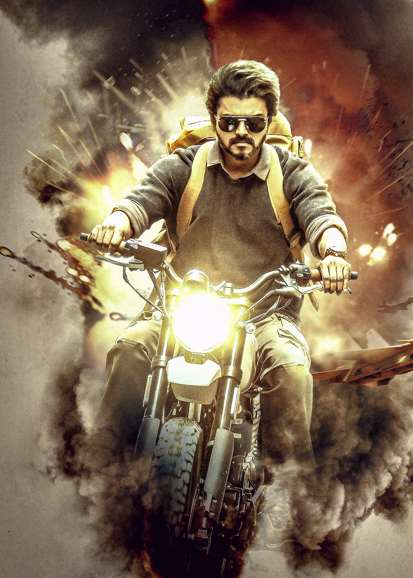 1380x1920 Download Beast Vijay Riding Motorcycle Wallpaper, Phone