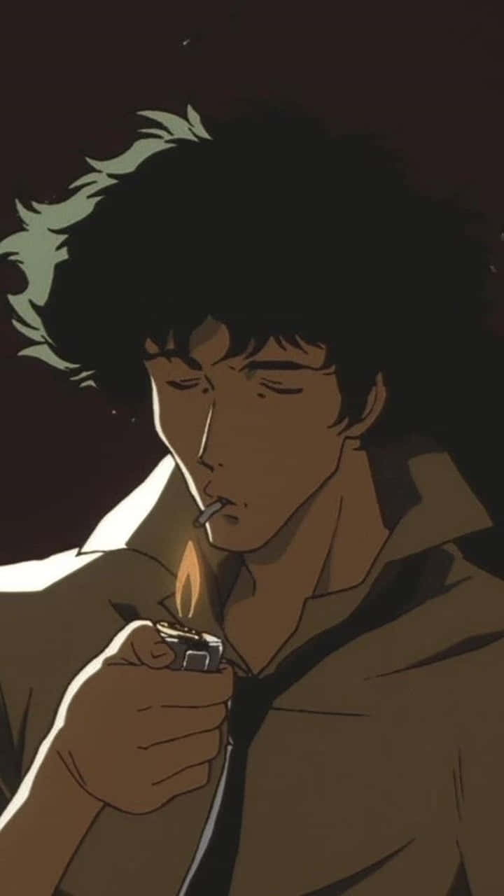 720x1280 Download A Man Is Smoking A Cigarette In An Anime Wallpaper, Phone