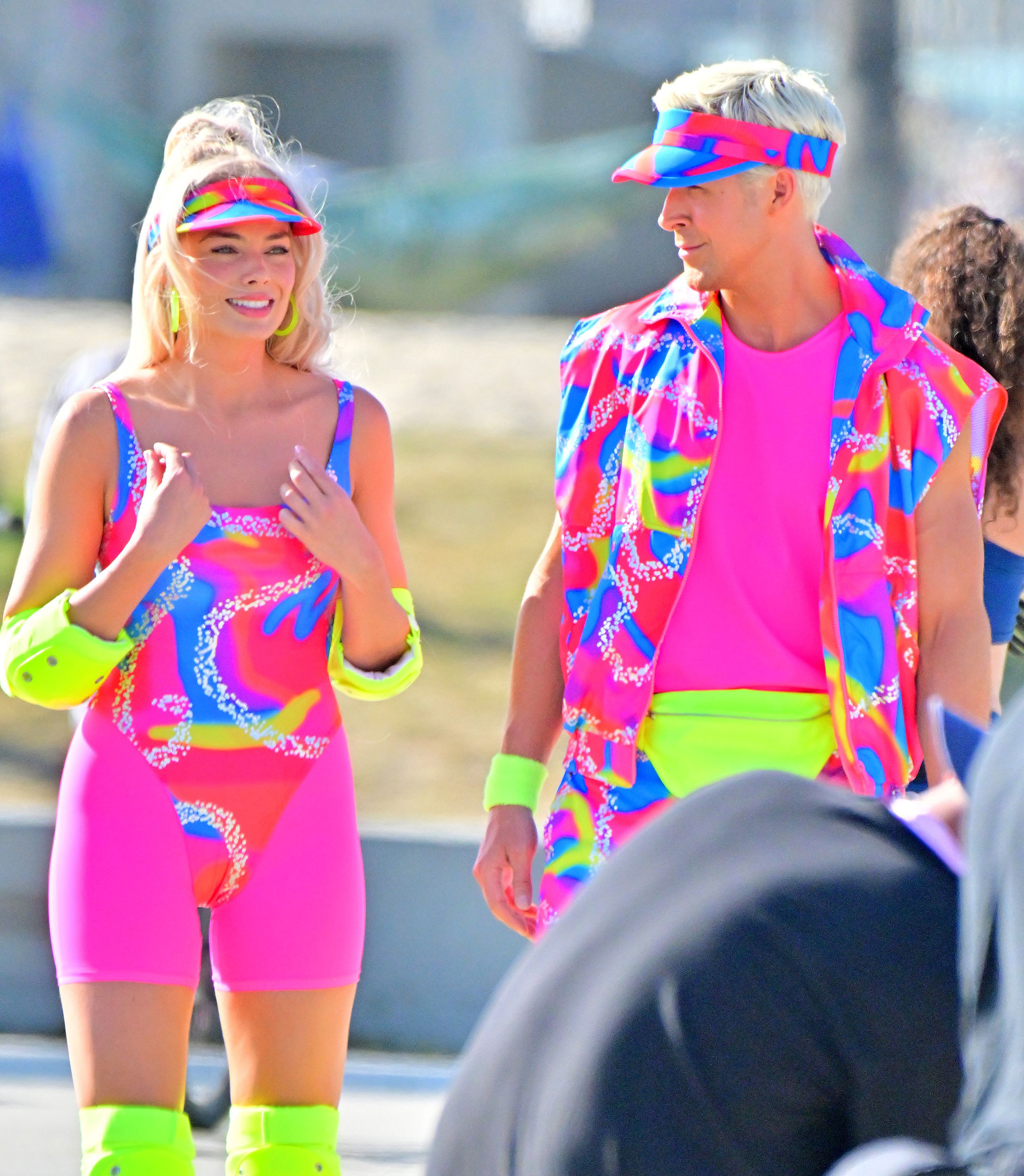 2180x2500 Margot Robbie and Ryan Gosling Skate in Matching Neon For Barbie, Phone