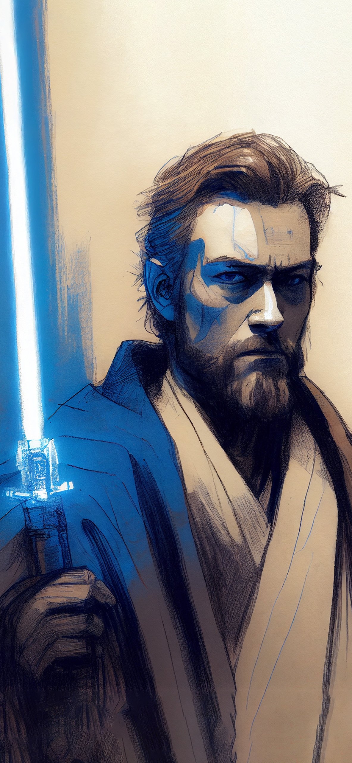 1190x2560 Star Wars Obi Wan Kenobi Sketch, Phone