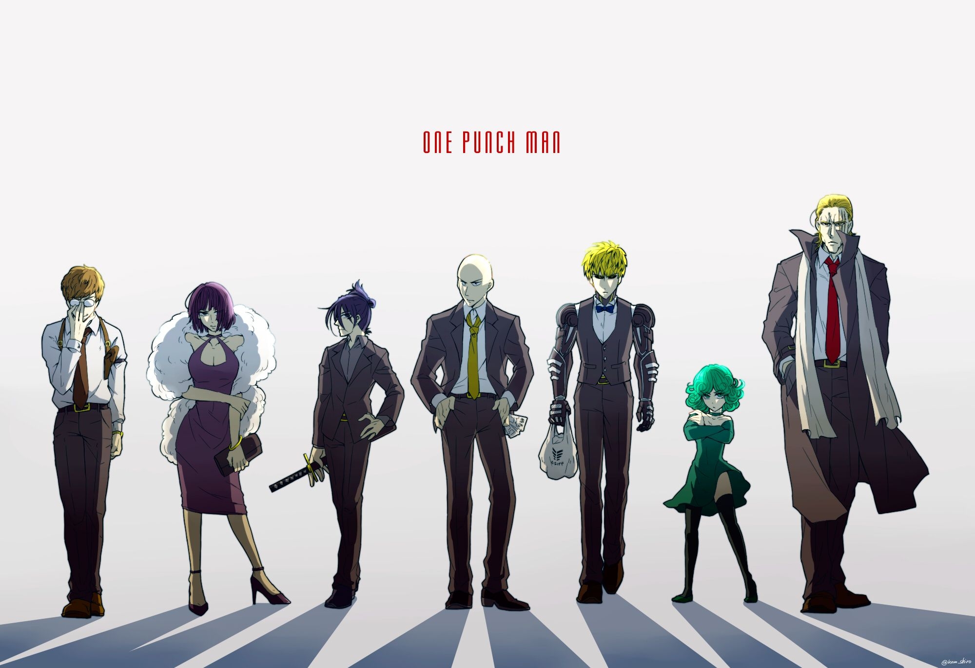 2000x1380 Download Wallpaper From Anime One Punch Man With Tags: Linux, Saitama, Fubuki, Genos, One Punch Man, Tatsumaki, Sonic, Mumen Rider, King, Desktop