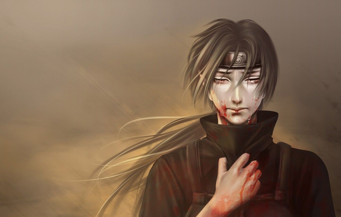 1340x850 Wallpaper sadness, anime, art, guy, Naruto, Naruto, Itachi Uchiha, Desktop