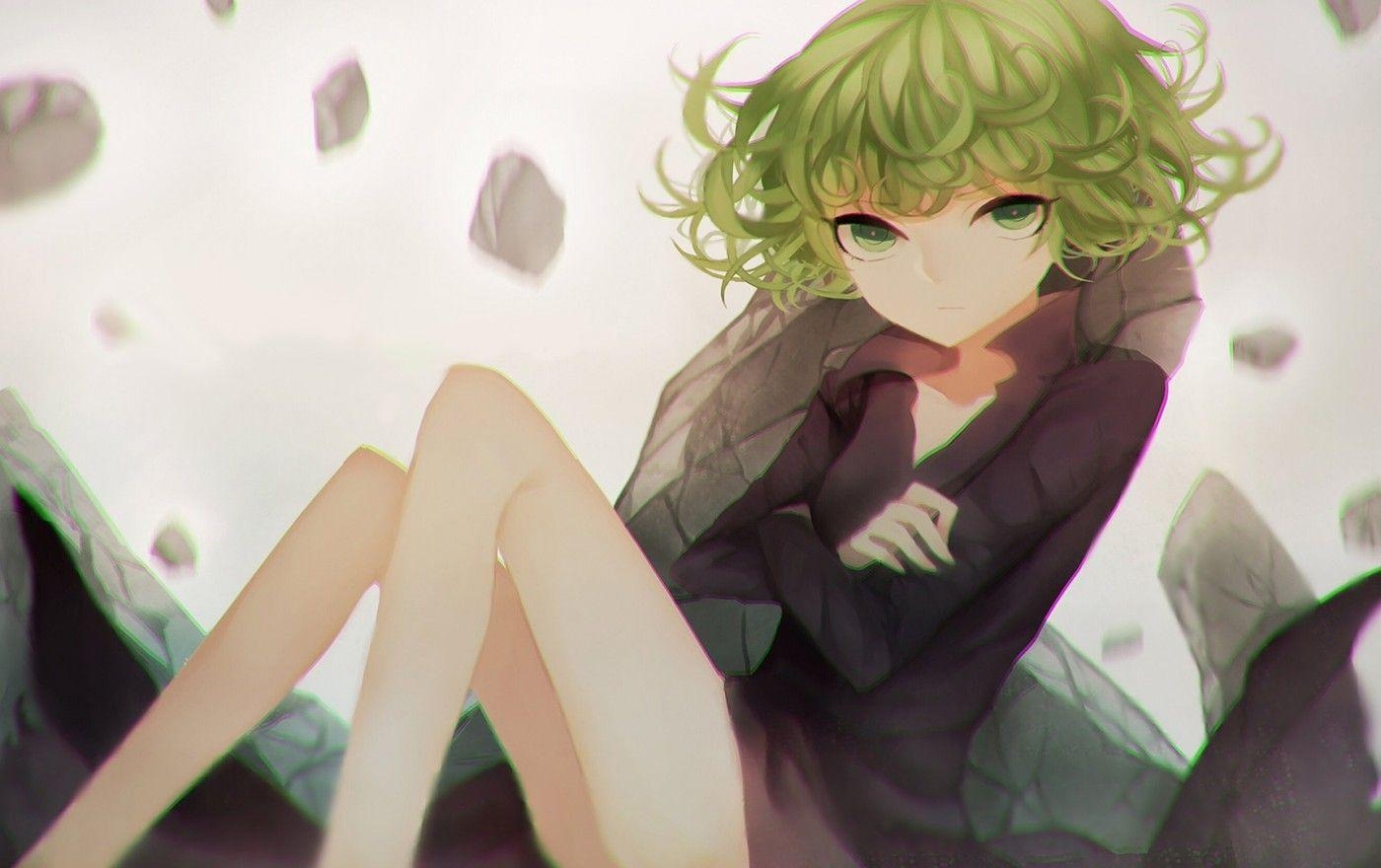 1400x880 Download  One Punch Man, Tatsumaki, Green Hair, Black Dress, Desktop