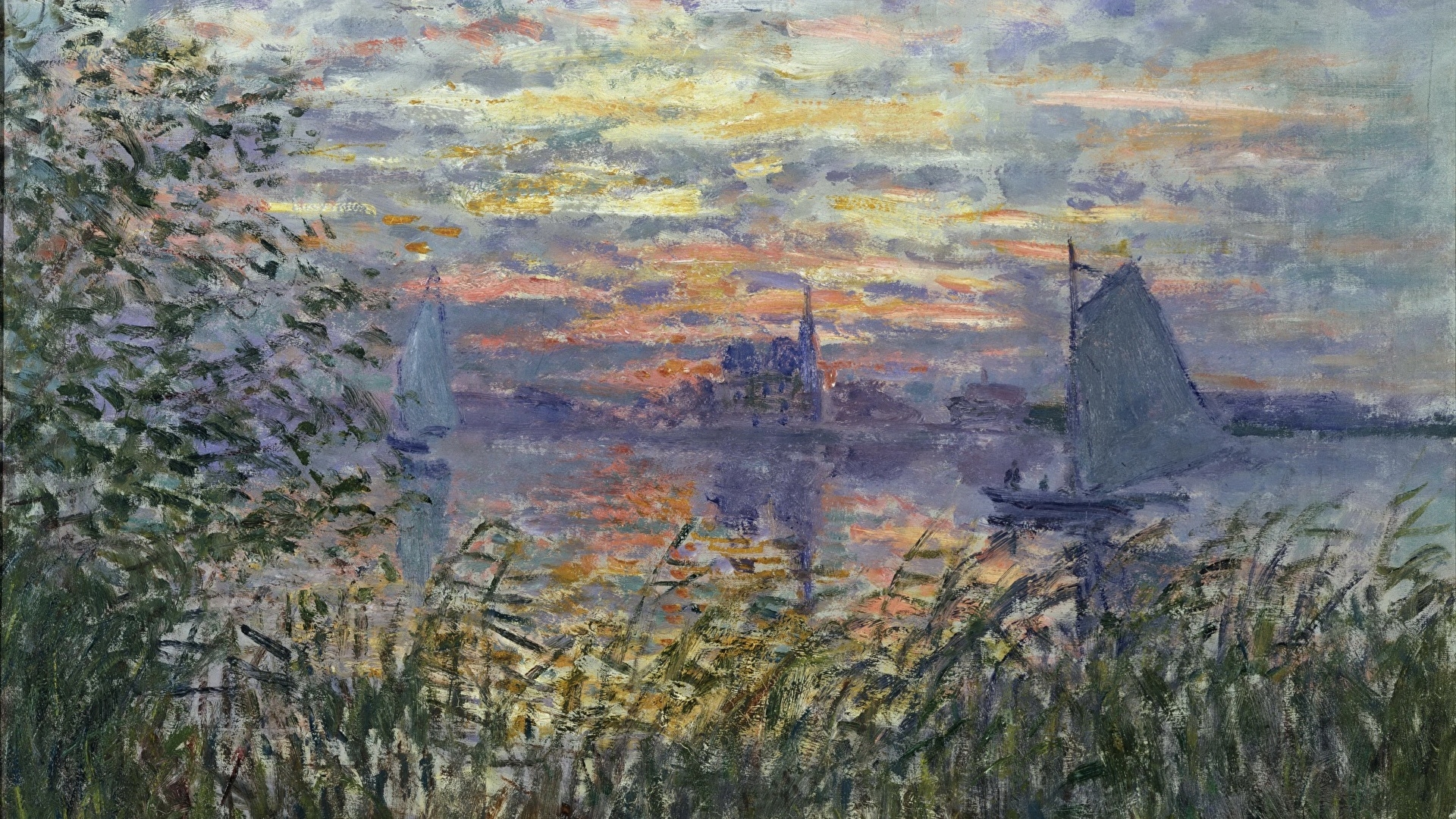 1920x1080 Image Claude Monet, Soleil Couchant sur, Desktop