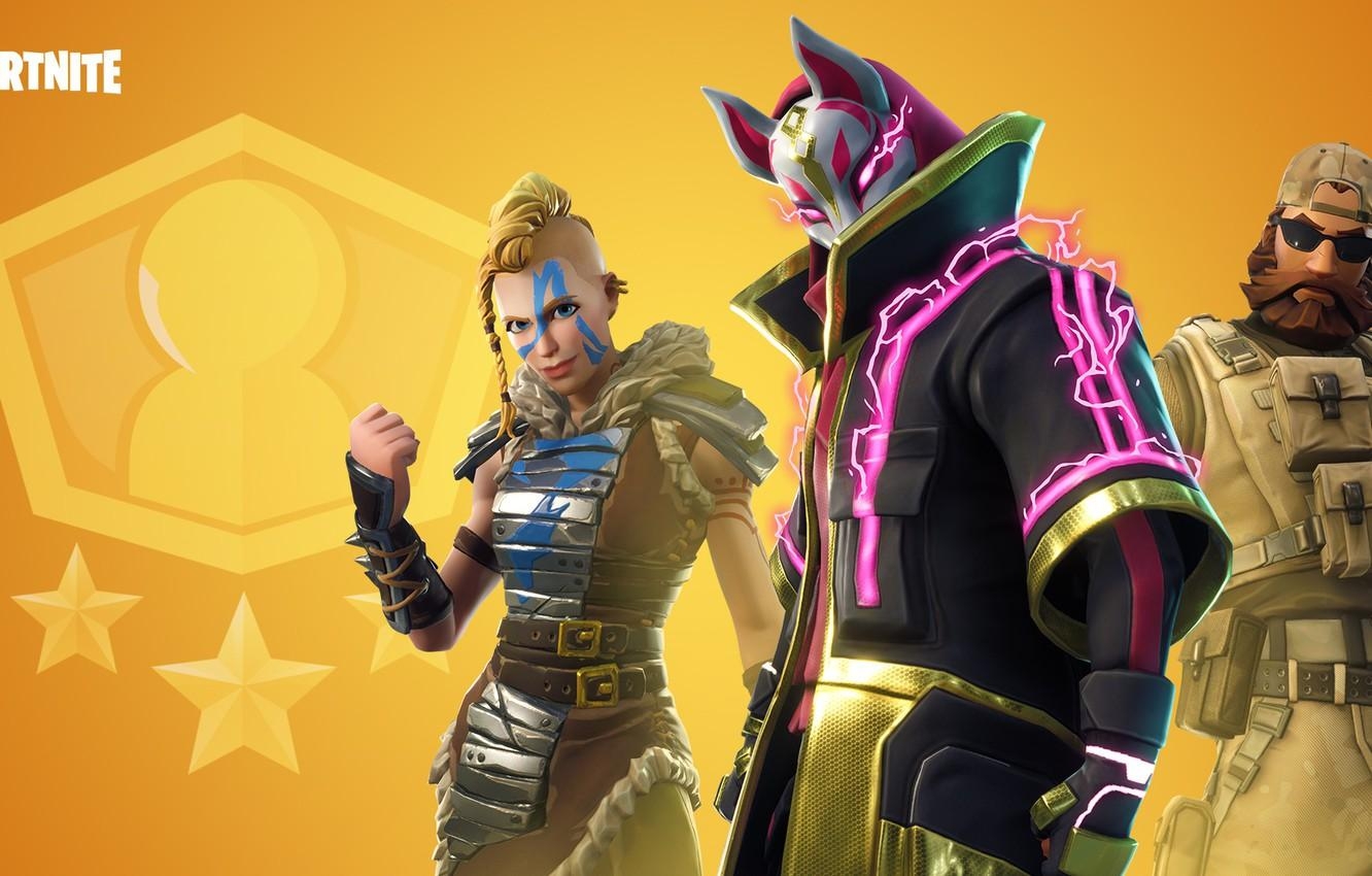 1340x850 Wallpaper girl, the game, man, mask, cloak, characters, Fortnite, Desktop