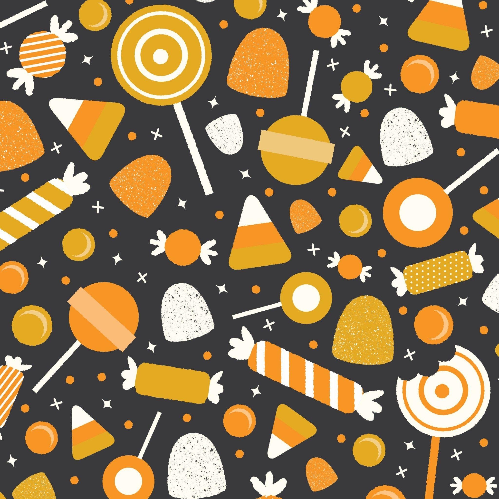 2050x2050 Halloween candy. Tap image for more fun pattern wallpaper, Phone