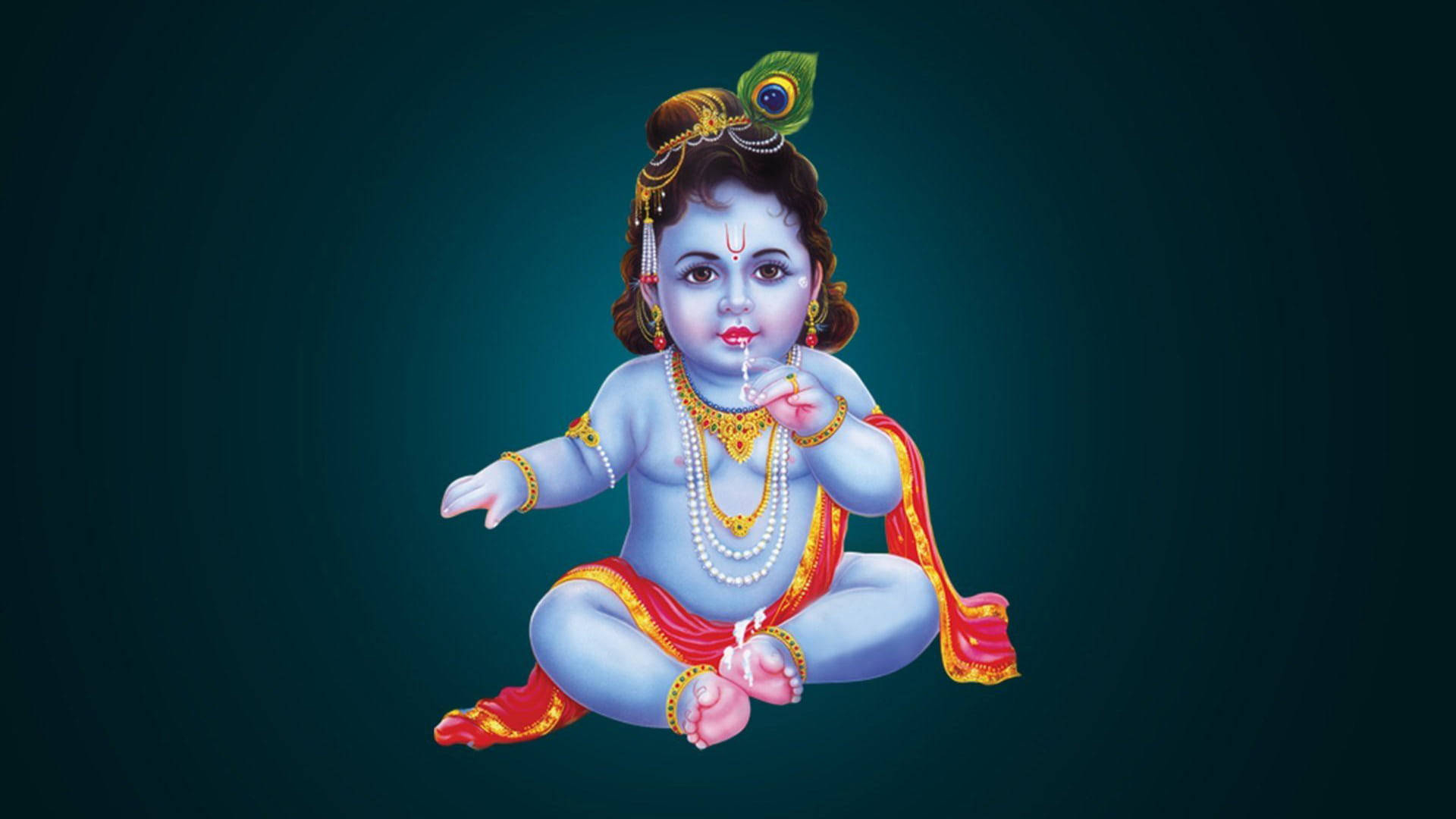 1920x1080 Download Little Krishna HD Dark Blue Aesthetic Wallpaper, Desktop