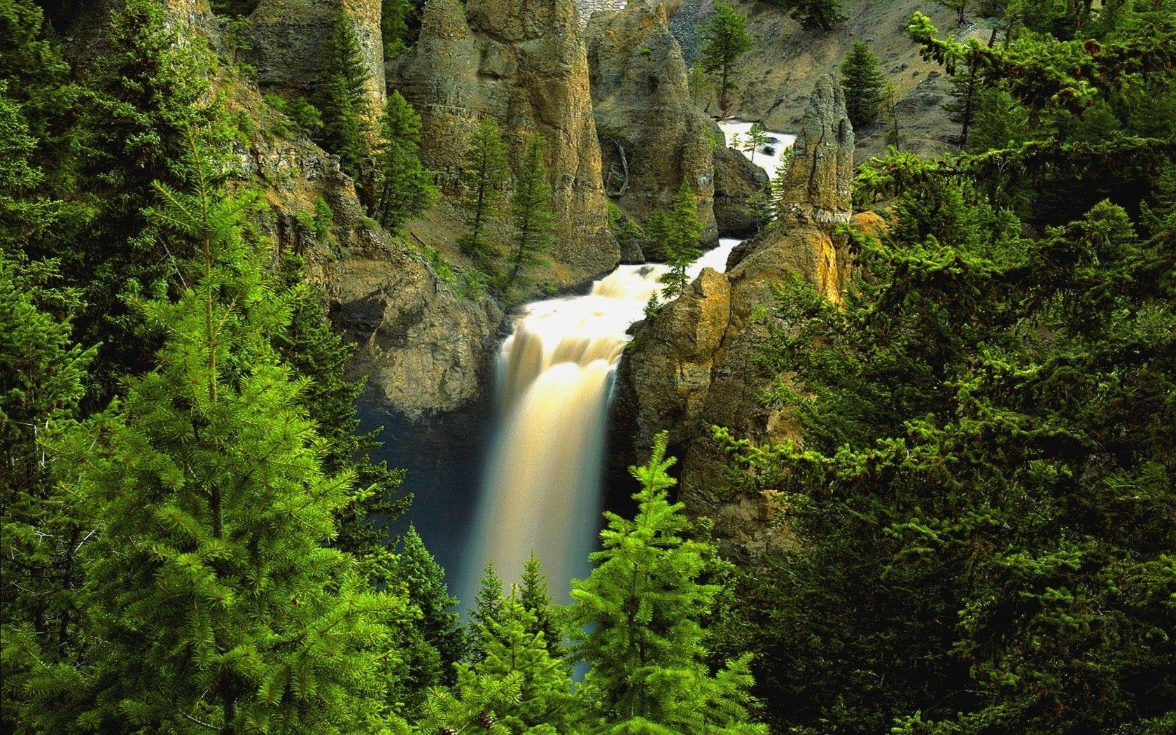 1680x1050 Waterfalls: TOWER FALLS Fall Yellowstone National Park Wyoming, Desktop