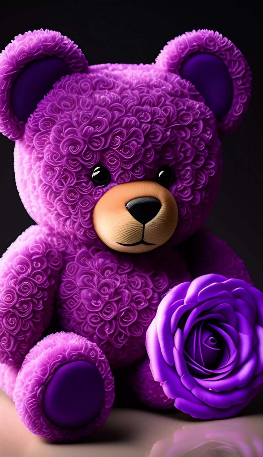 870x1500 Purple Teddy Bear iPhone Wallpaper 4K, Phone