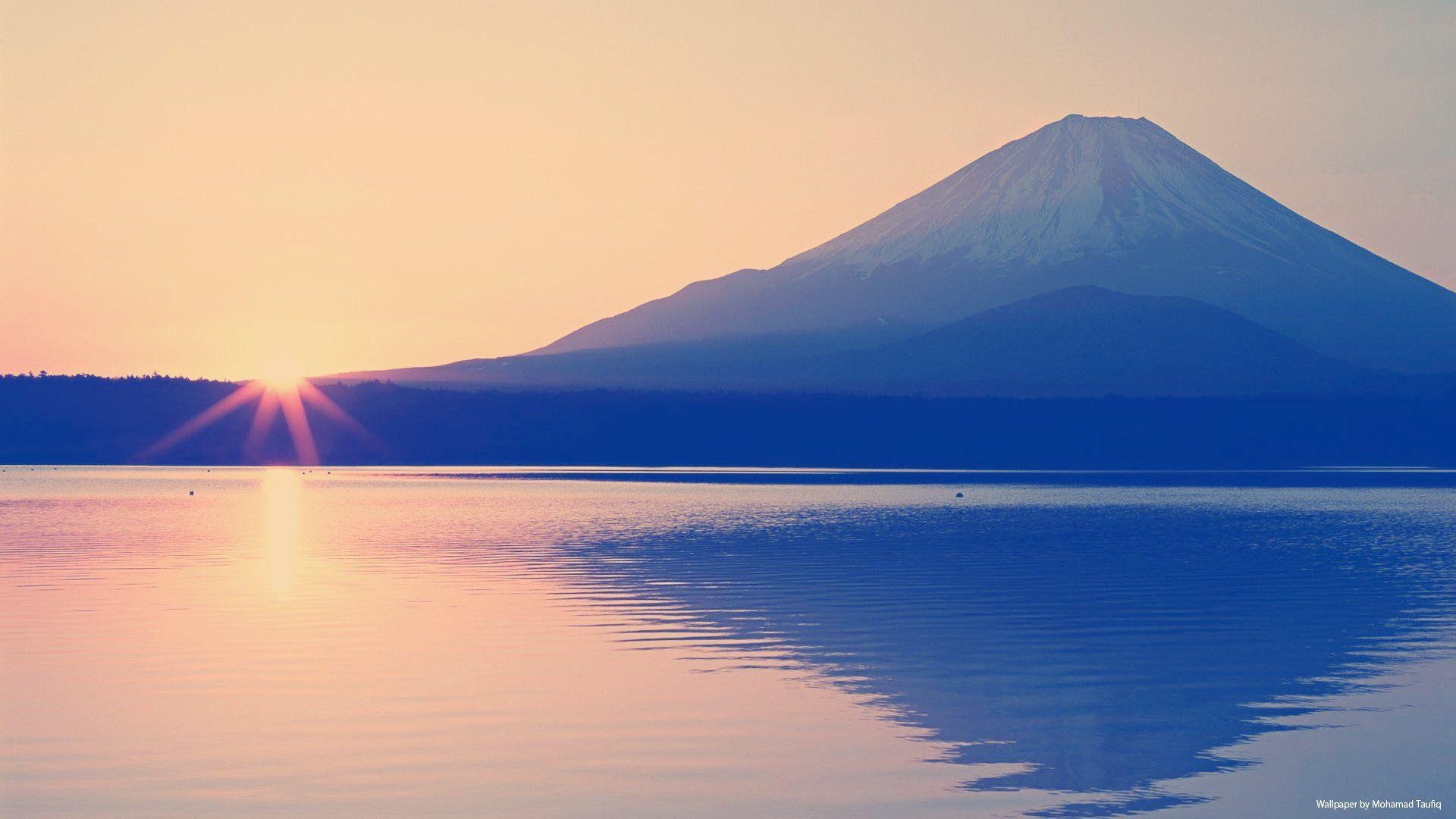 1920x1080 A Retro Style Wallpaper I Made Of Mount Fuji, Japan, Desktop