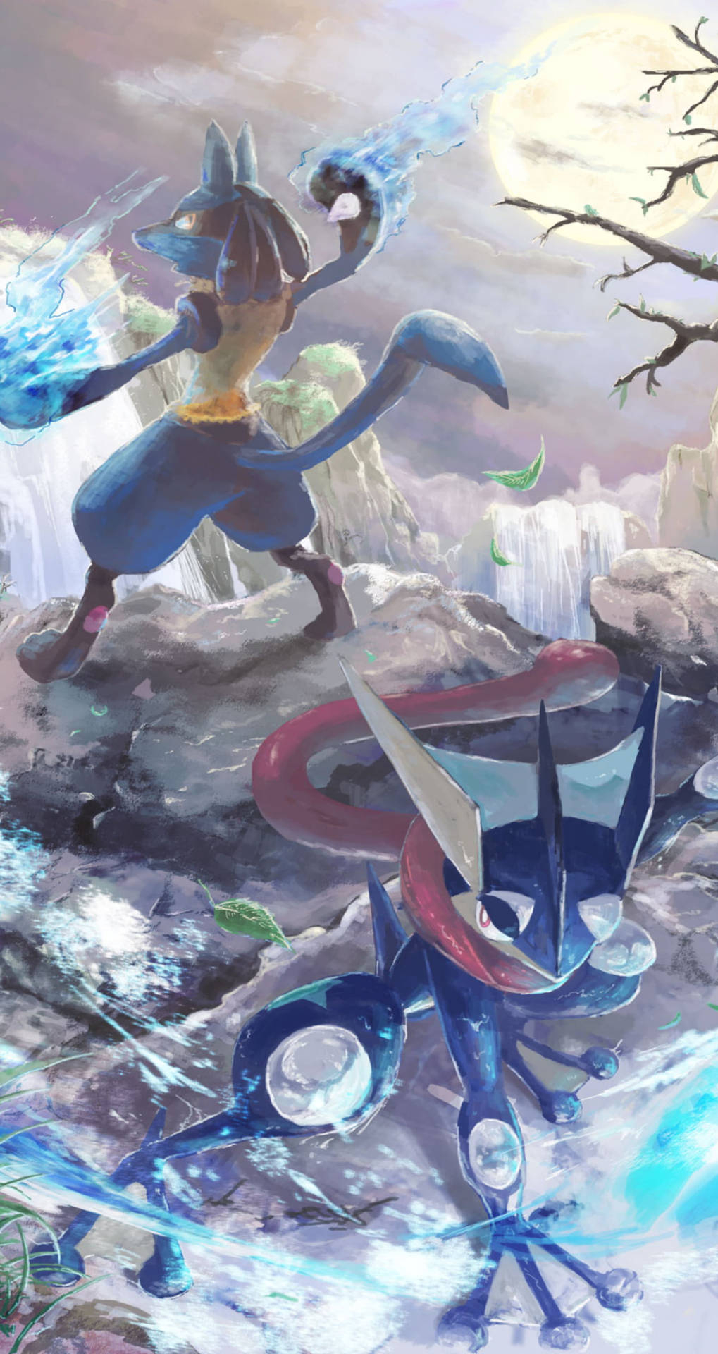 1020x1920 Download Pokemon Phone Lucario And Greninja Wallpaper, Phone