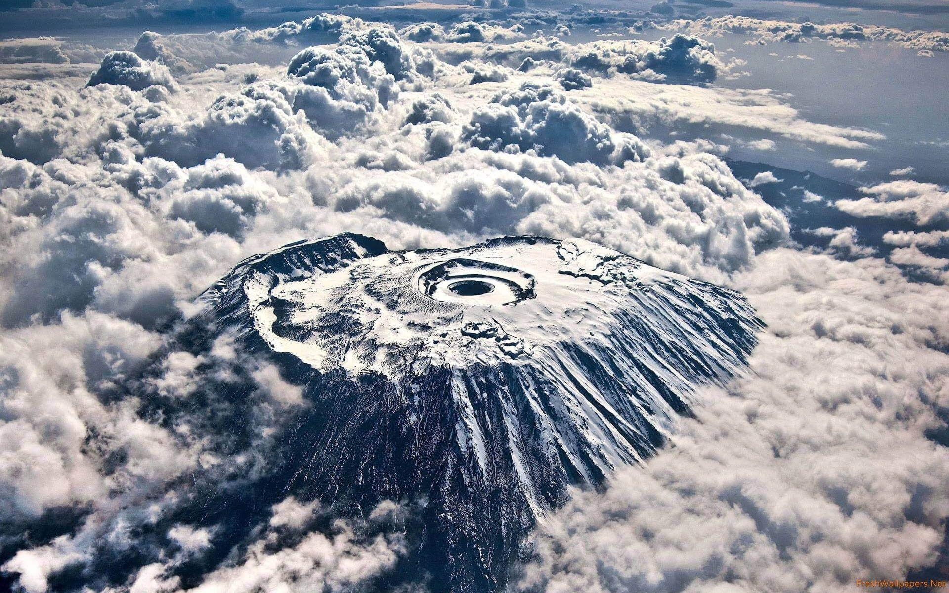 1920x1200 Mount Kilimanjaro Crater Over Clouds From The Air wallpaper, Desktop