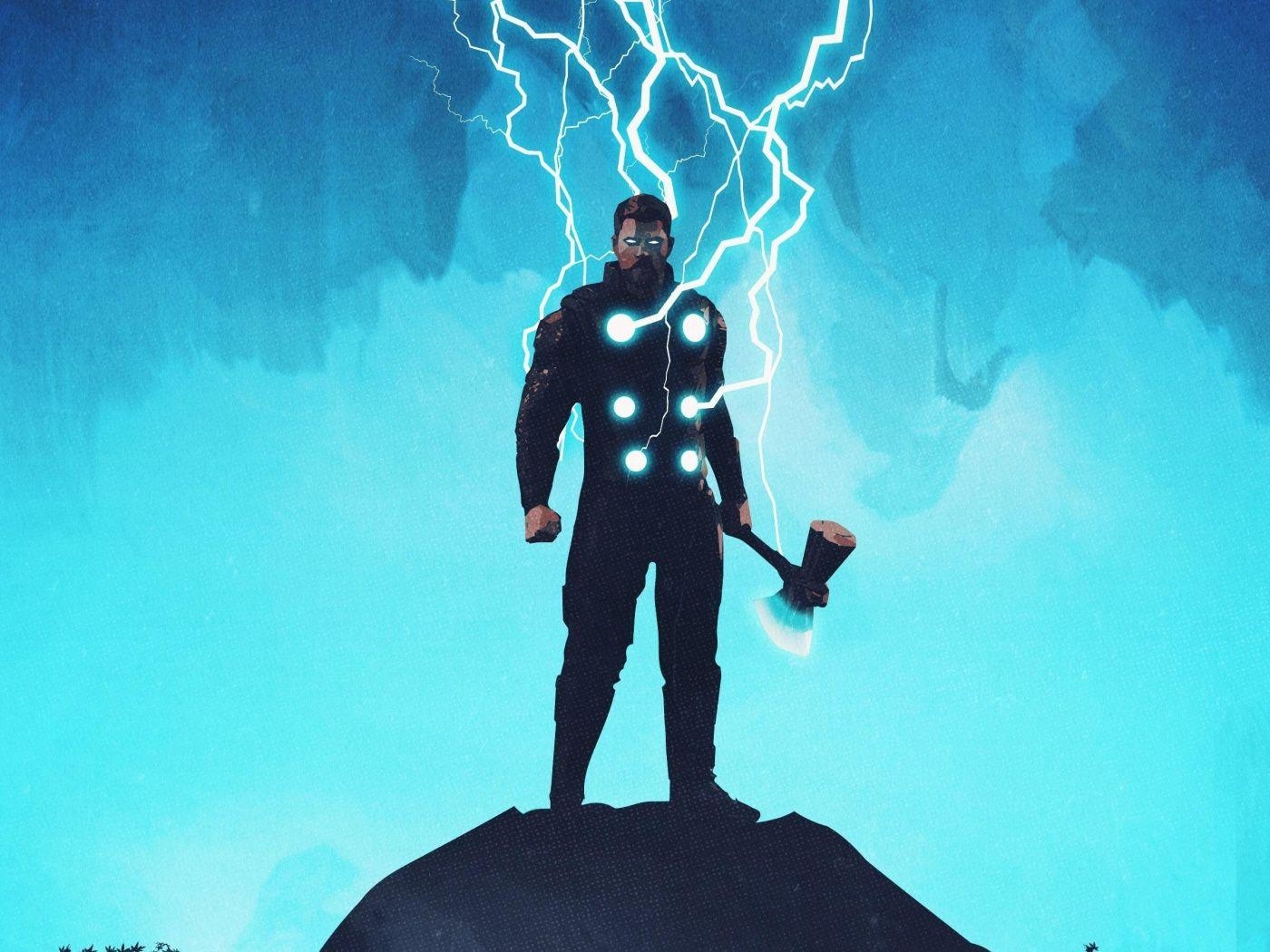 1400x1050 Download  wallpaper thor, artwork, lightning god, standard, Desktop