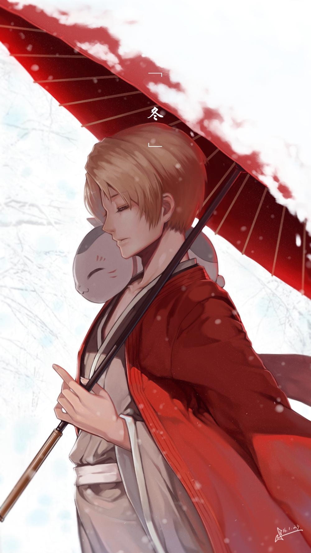 1000x1780 Wallpaper, Natsume Yuujinchou, anime boys, Takashi Natsume, nyanko, Phone