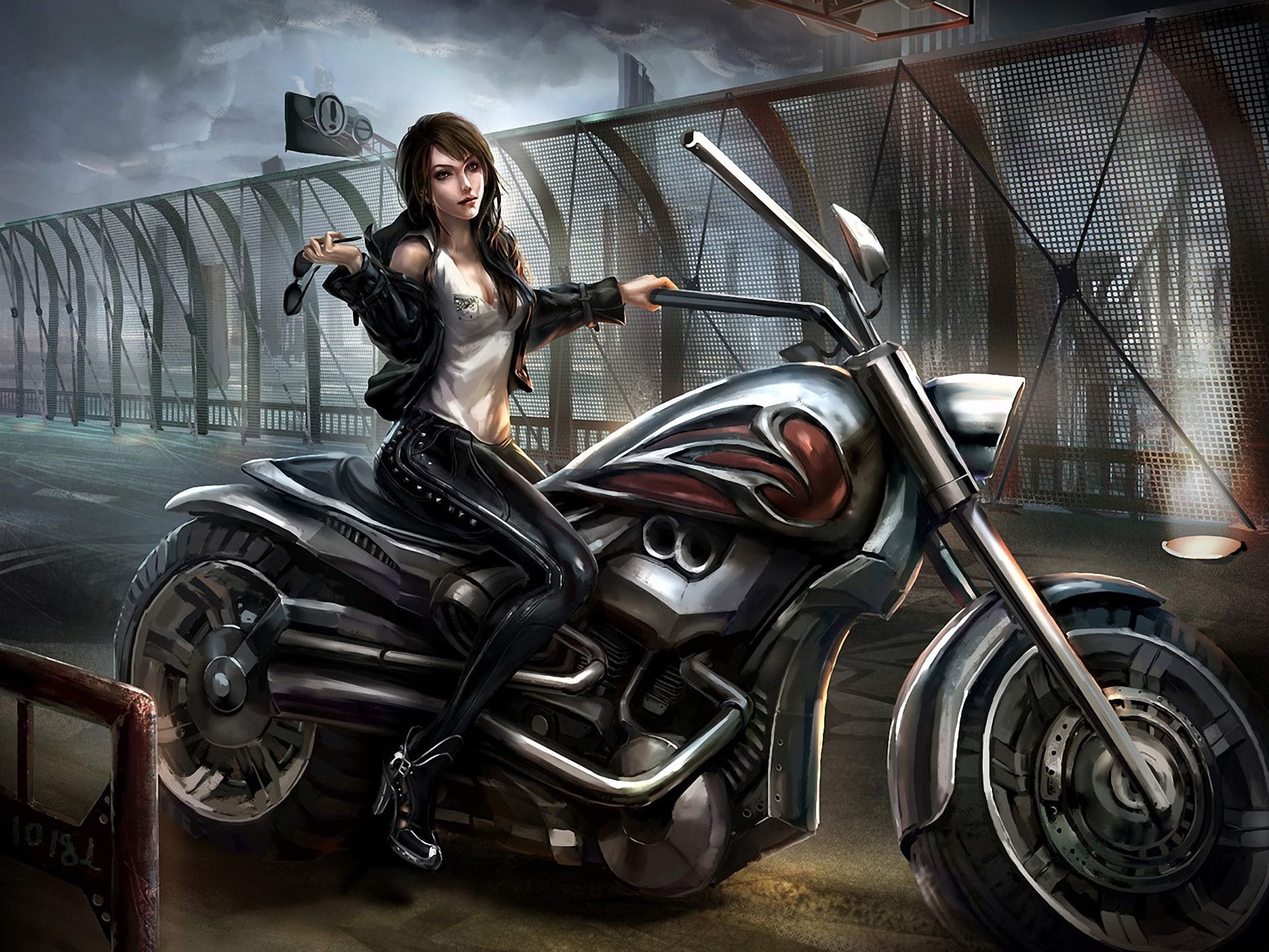 1920x1440 Chopper Girls Motorcycle, Desktop