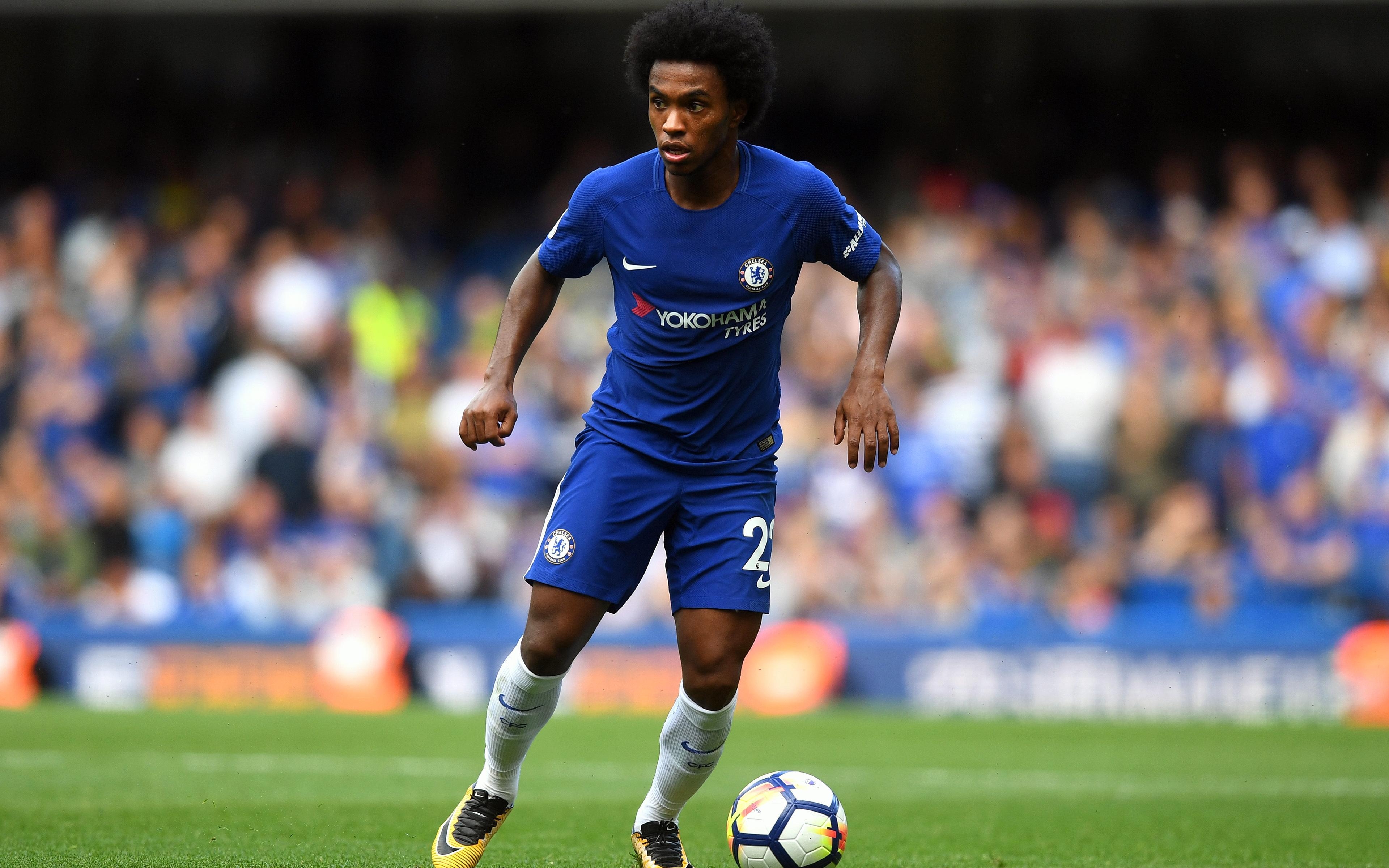 3840x2400 Download wallpaper Willian, 4k, footballers, Chelsea FC, Premier, Desktop