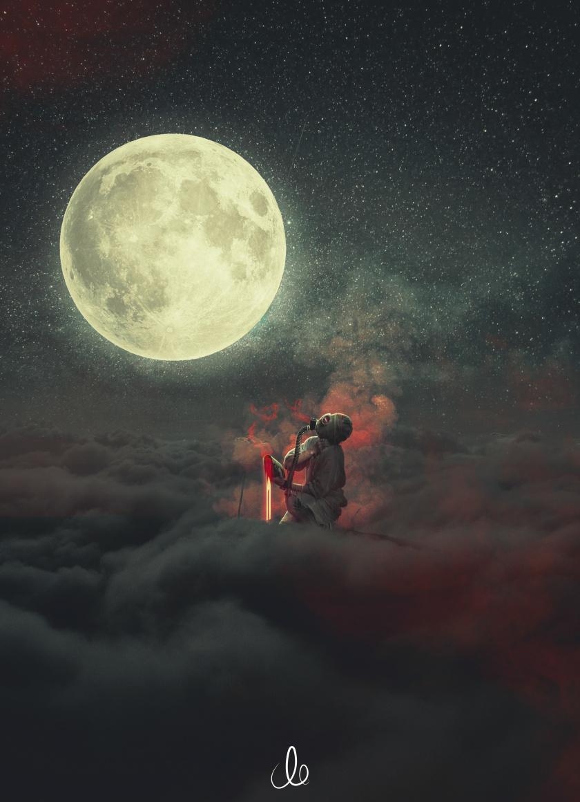 840x1160 Download  wallpaper demon, dream, clouds, moon, fantasy, Phone