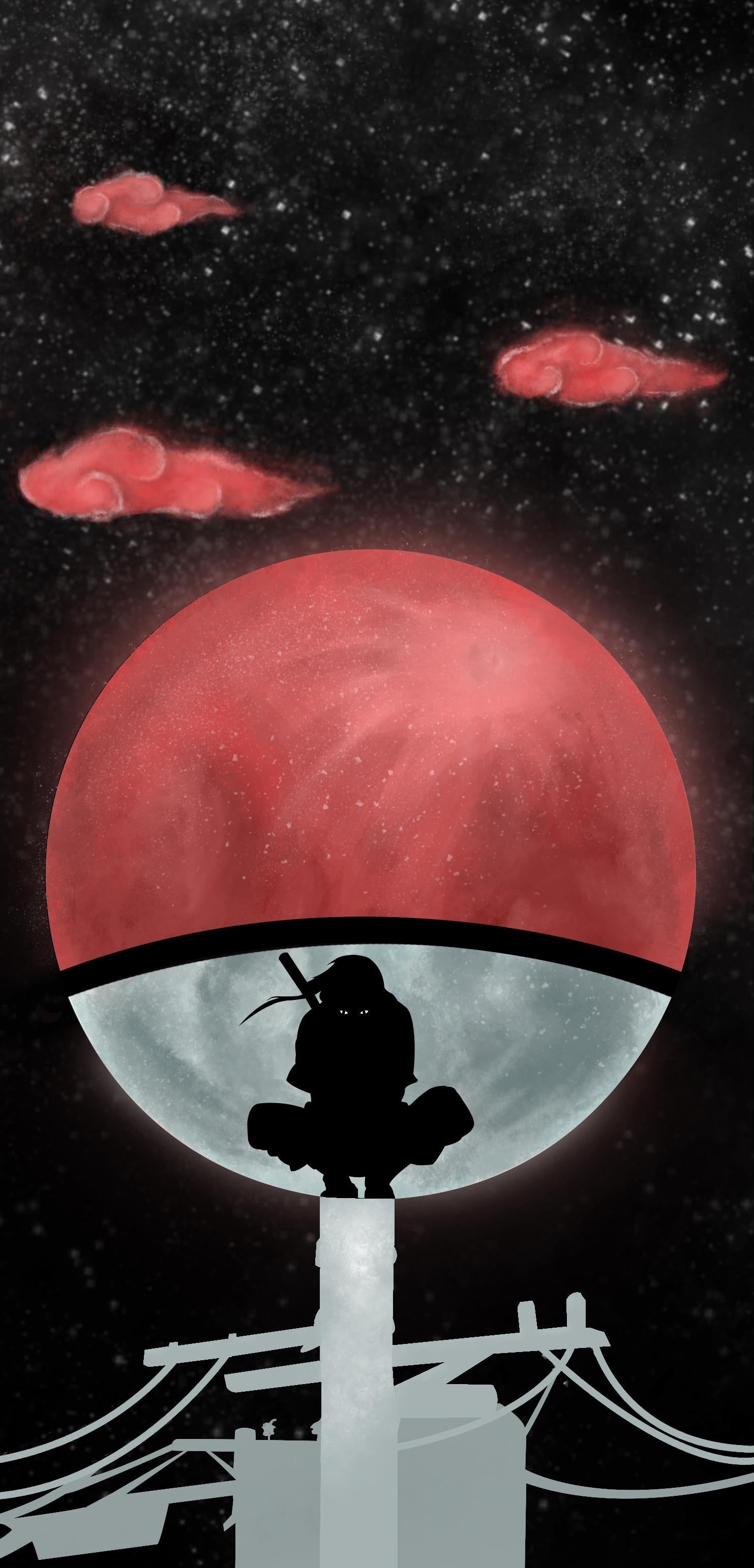 1490x3090 itachi fan art i made for my phone wallpaper, first time sharing, hope you guys like it, Phone