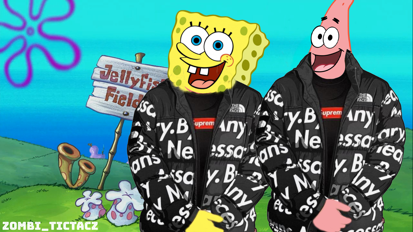 1370x770 Drip Spongebob and Patrick Photohoot at Jelly Fish Fields, Desktop