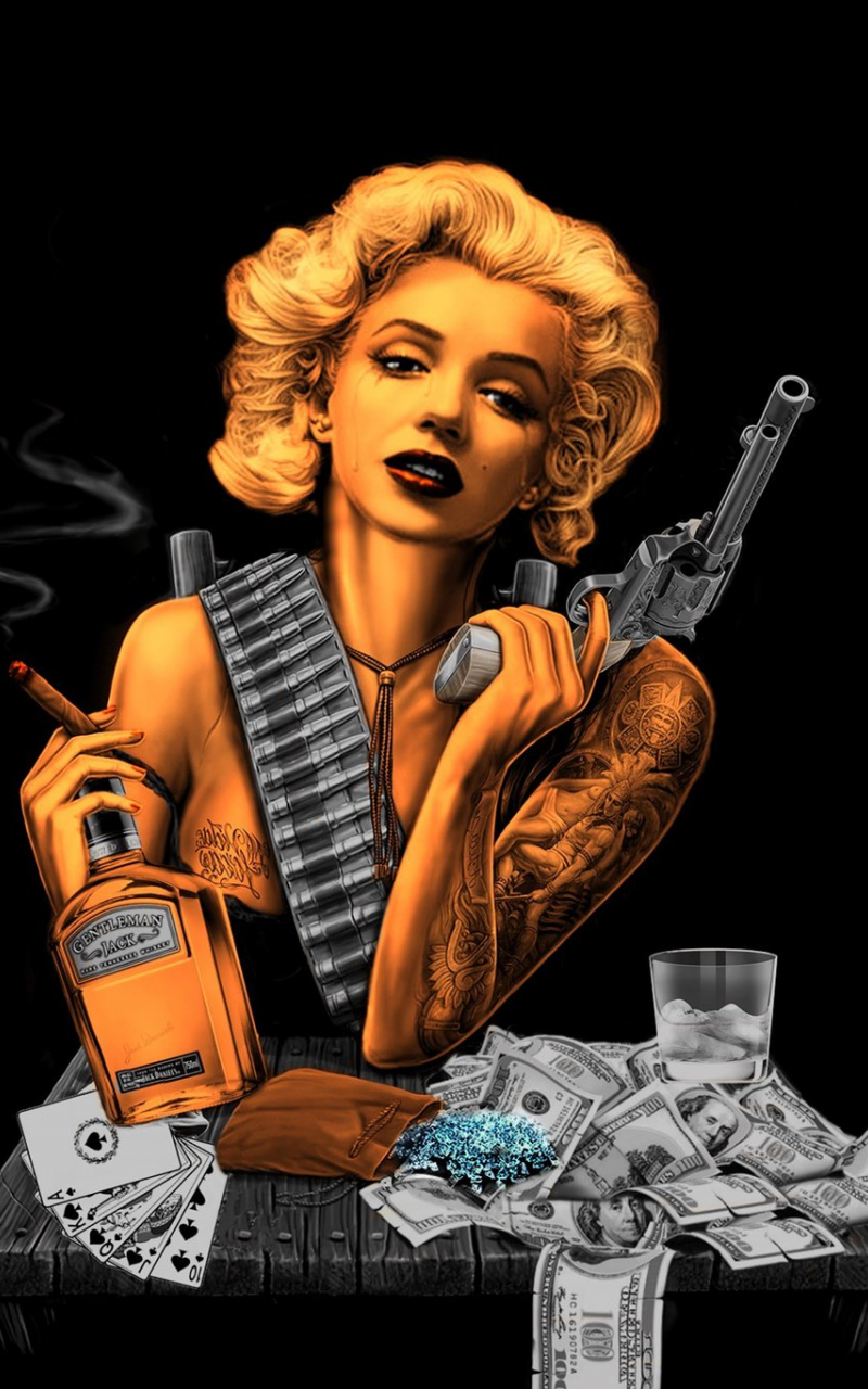 800x1280 Free download Marilyn Monroe Gangster by pave65 [1024x1365] for your Desktop, Mobile & Tablet. Explore Marilyn Monroe Gangster Wallpaper. Tattooed Marilyn Monroe Wallpaper, Phone