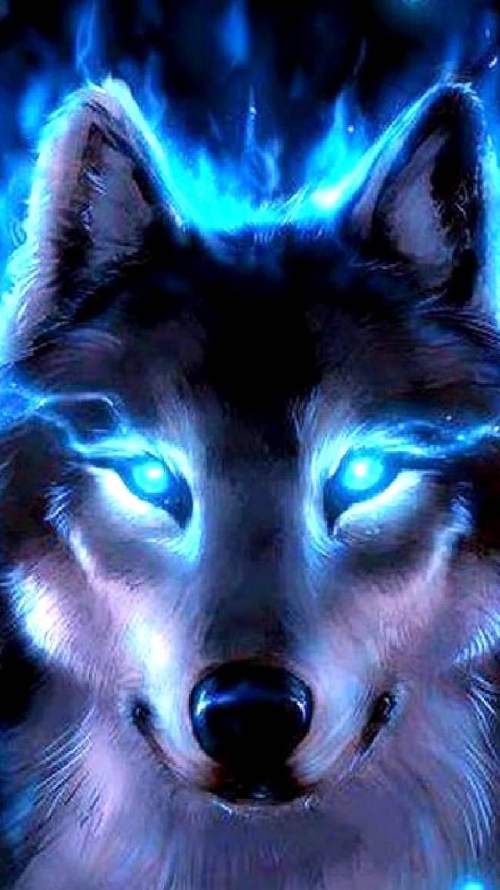 720x1280 Neon blue wolf Wallpaper, Phone