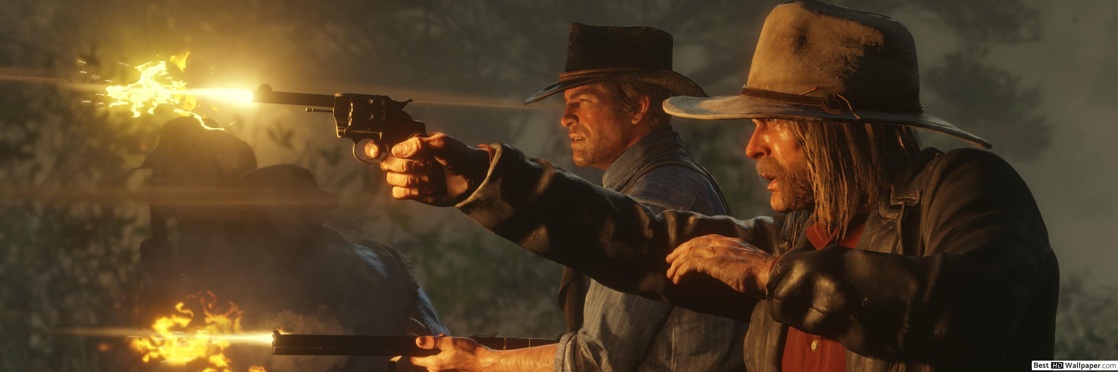 3840x1280 Red dead redemption ii HD wallpaper download, Dual Screen