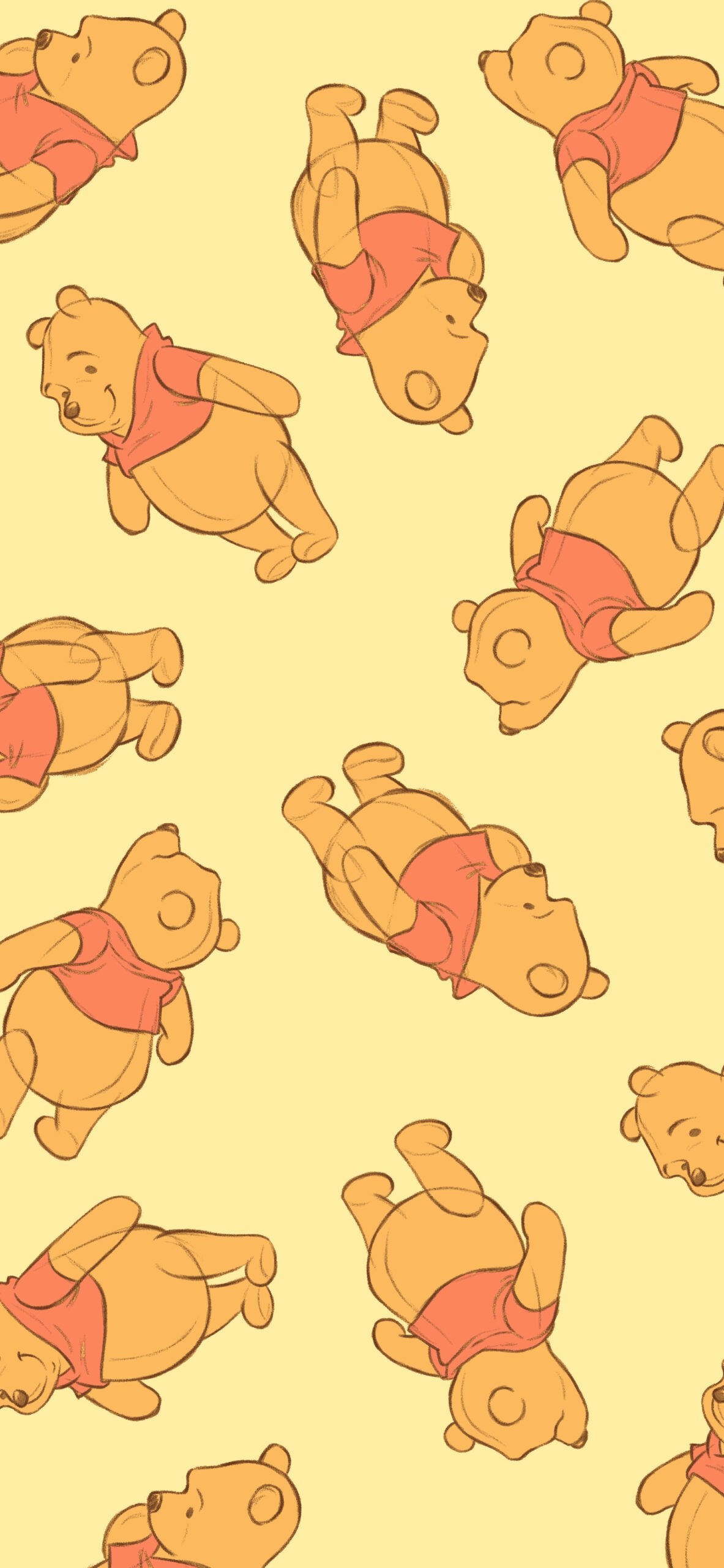 1190x2560 Winnie the Pooh Yellow Pattern Wallpaper Pooh Wallpaper, Phone