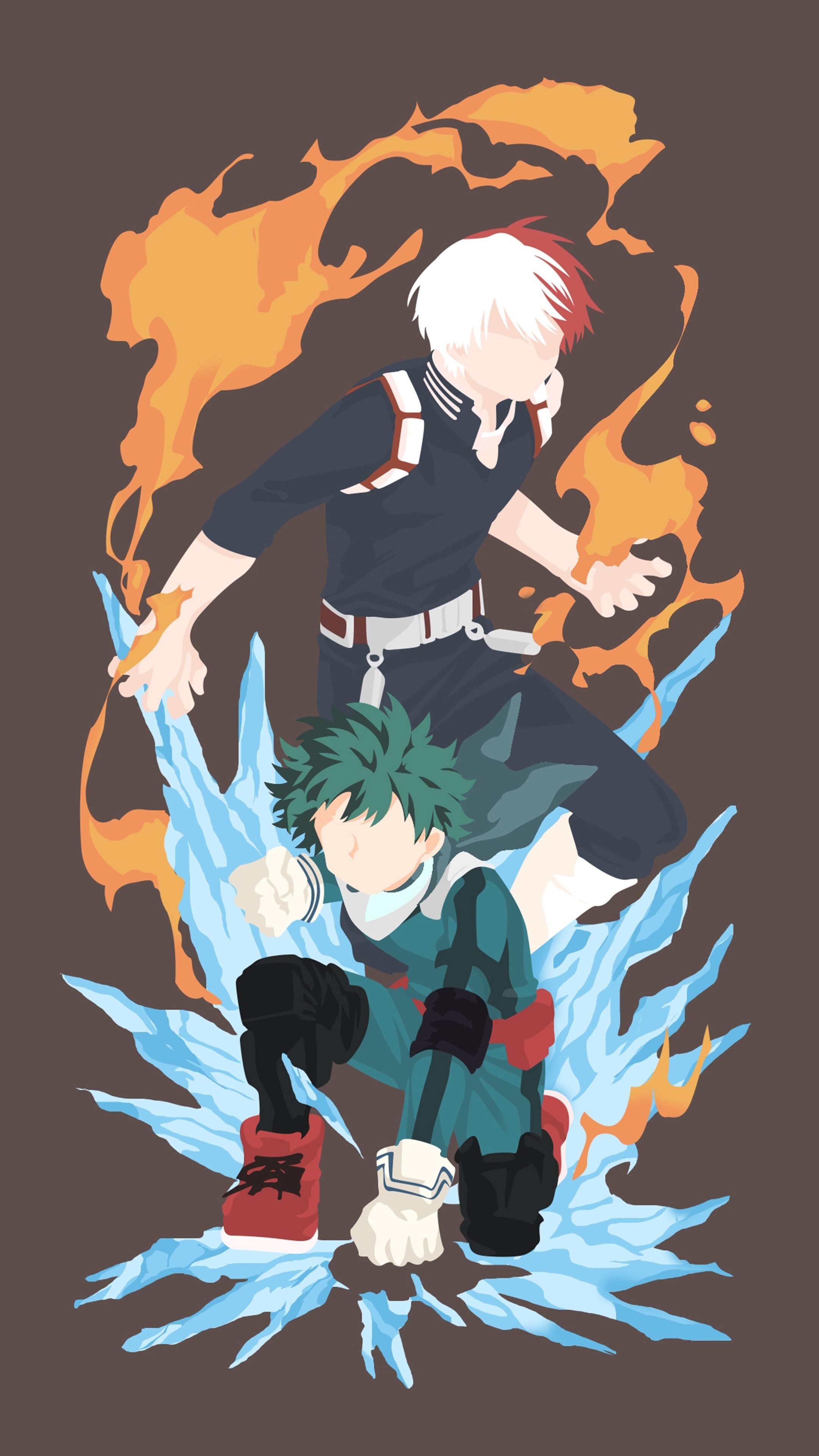 2160x3840 Shoto Todoroki, Izuku Midoriya, Minimalist, My Hero, Phone