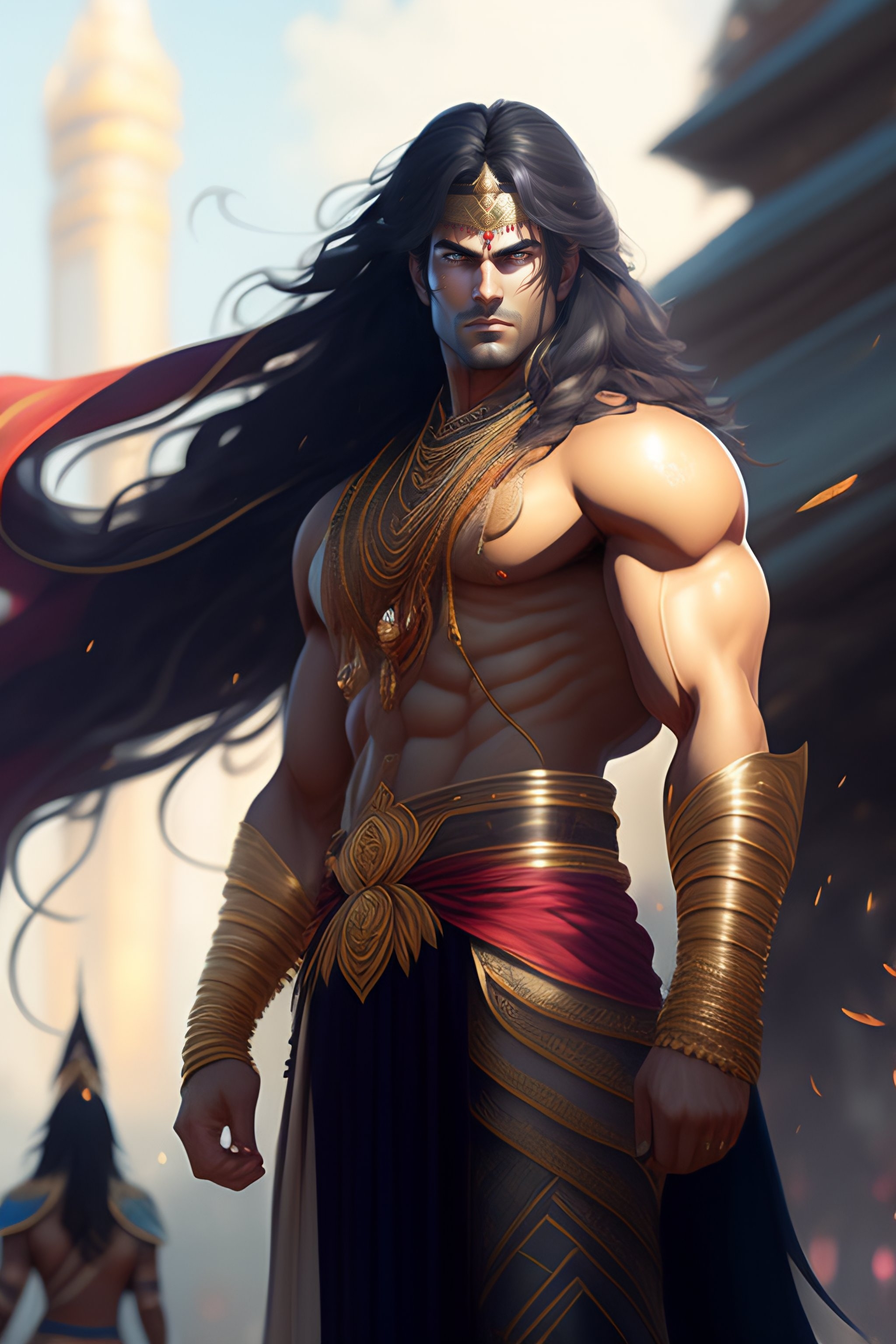 2050x3080 Full body potrait of henry cavil as suryaputra karna( Mahabharat characters) indian epic, anime version, full long black hair highly intrica, Phone