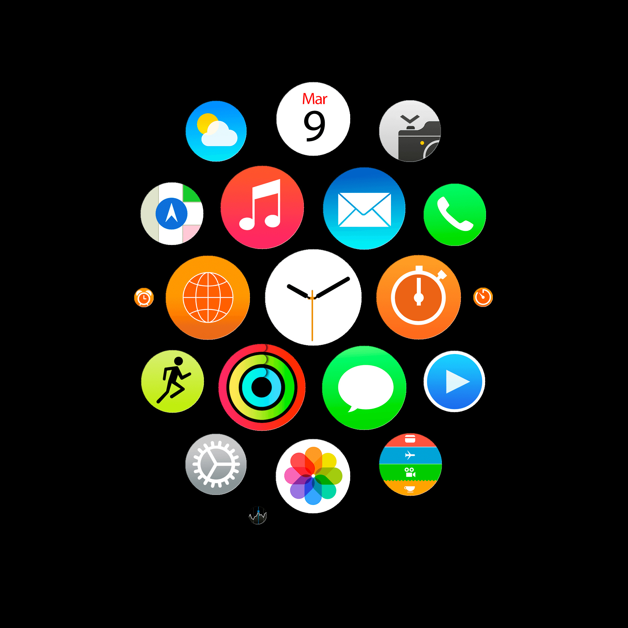 2050x2050 Apple Watch app icons wallpaper for iPhone, iPad, and desktop, Phone