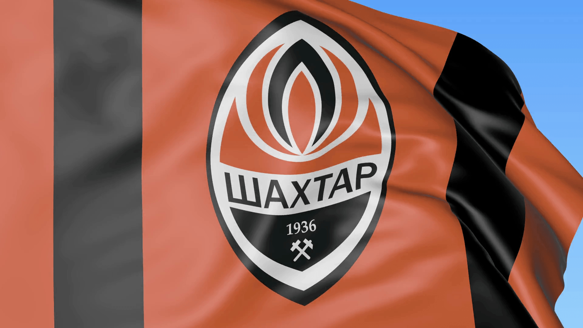 1920x1080 Close Up Of Waving Flag With FC Shakhtar Donetsk Football Club Logo, Desktop