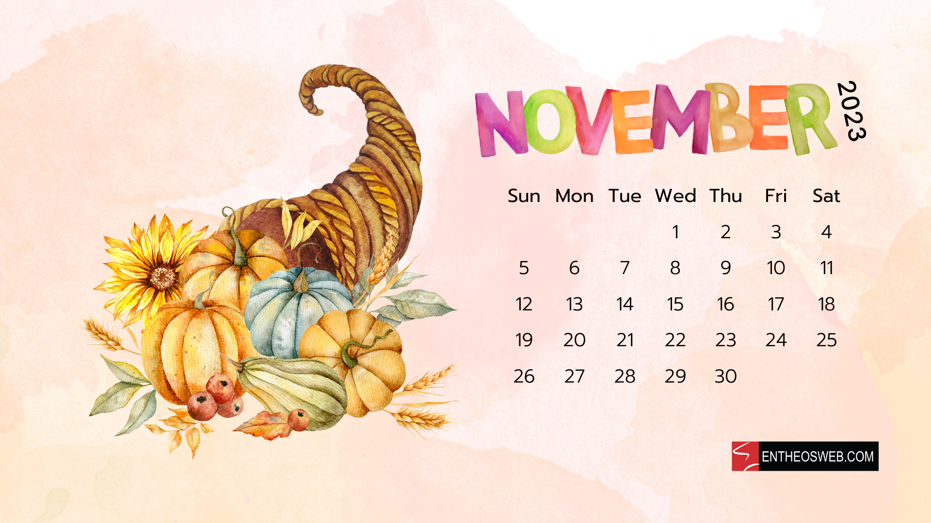 1920x1080 November 2023 Calendar Desktop Wallpaper, Desktop