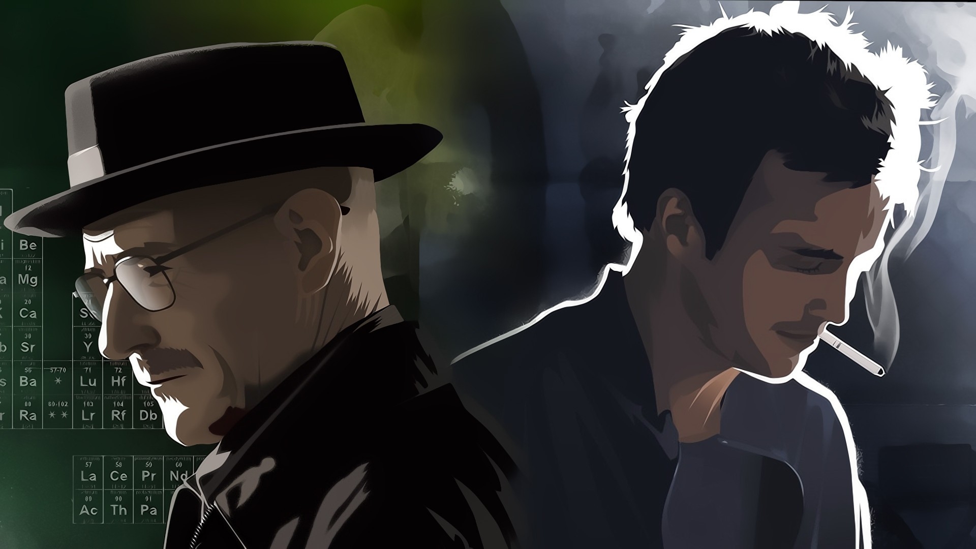 1920x1080 Wallpaper, illustration, artwork, Gentleman, Walter White, Breaking Bad, TV, Jesse Pinkman, screenshot, Desktop